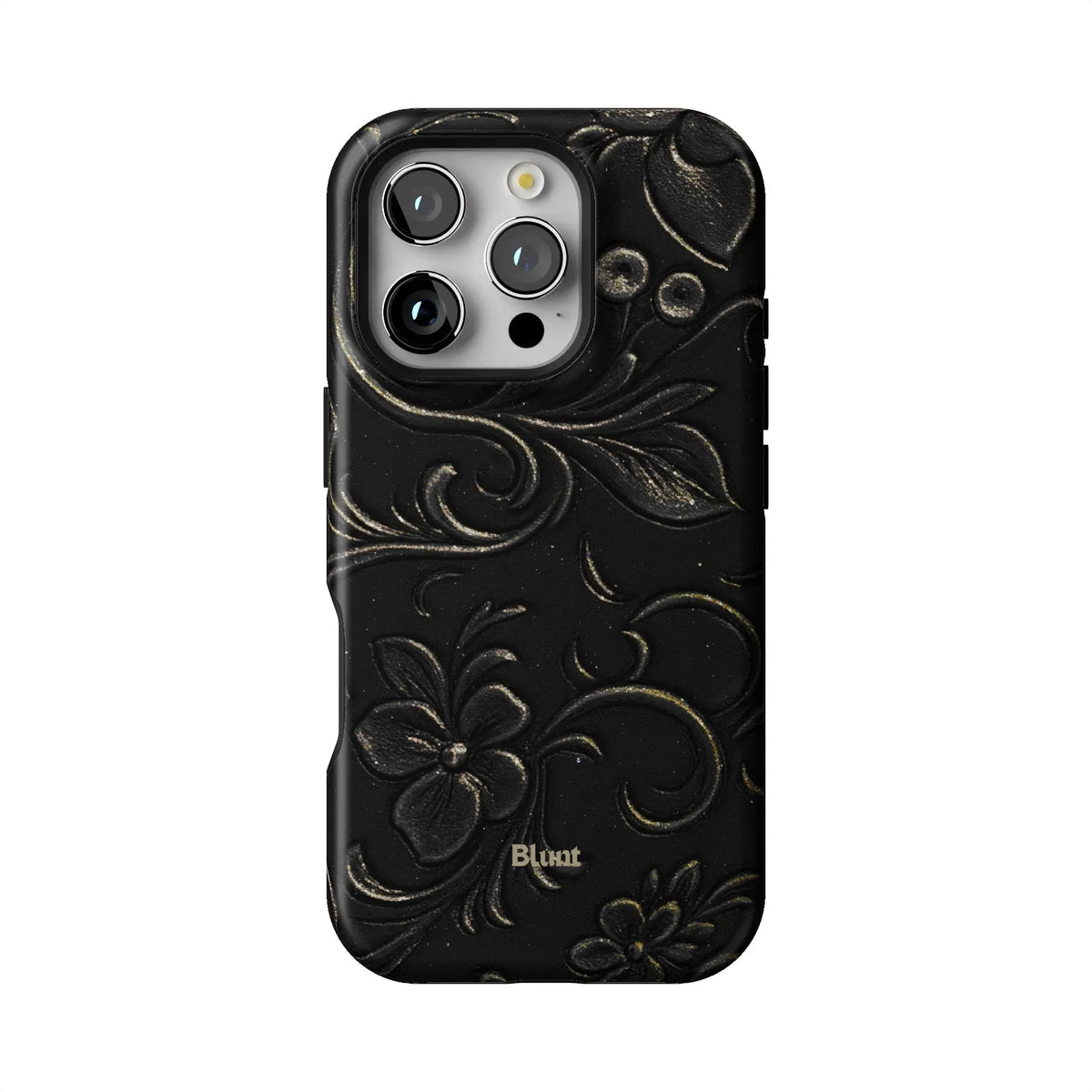 Black Tooled Leather iPhone Case