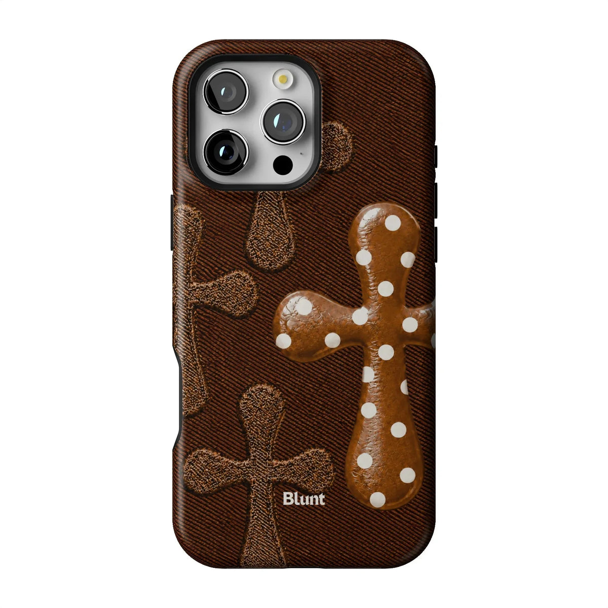 Brown Polka Cross iPhone Case