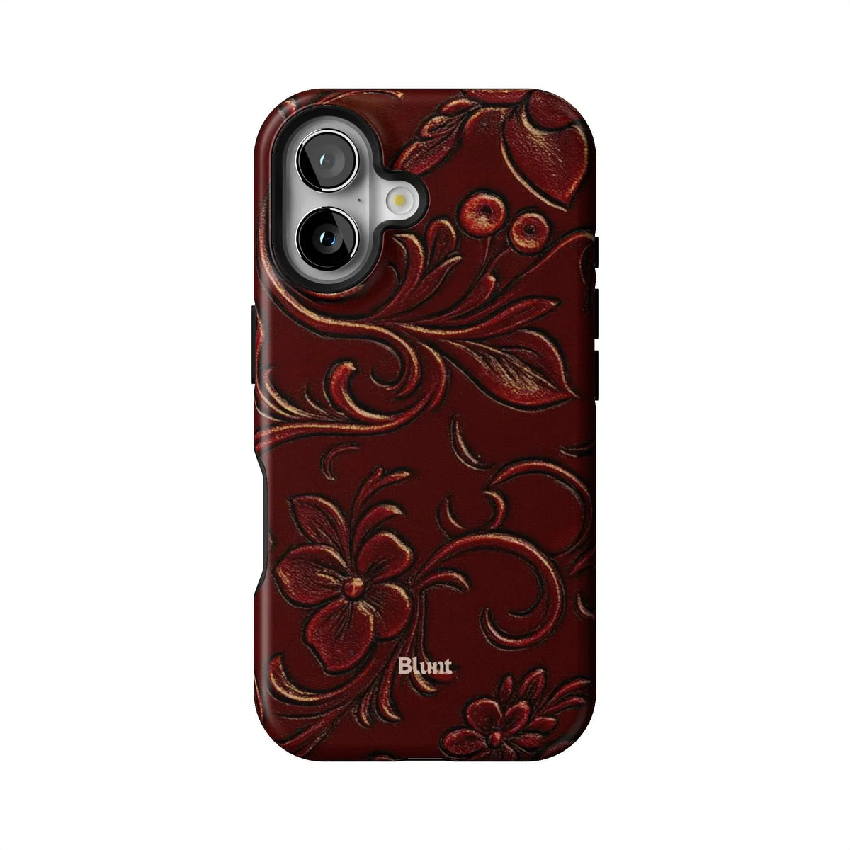 Red Tooled Leather iPhone Case